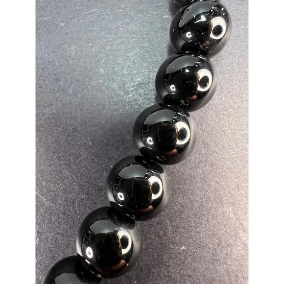 10mm Black Onyx necklace with sterling silver clasp *NEW* - Picture 5 of 11